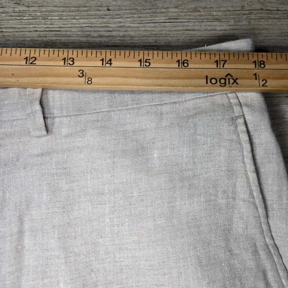 Murano Linen Chino Pants Men's 36x30 Khaki Tan Pleated Beach Coastal Old Money